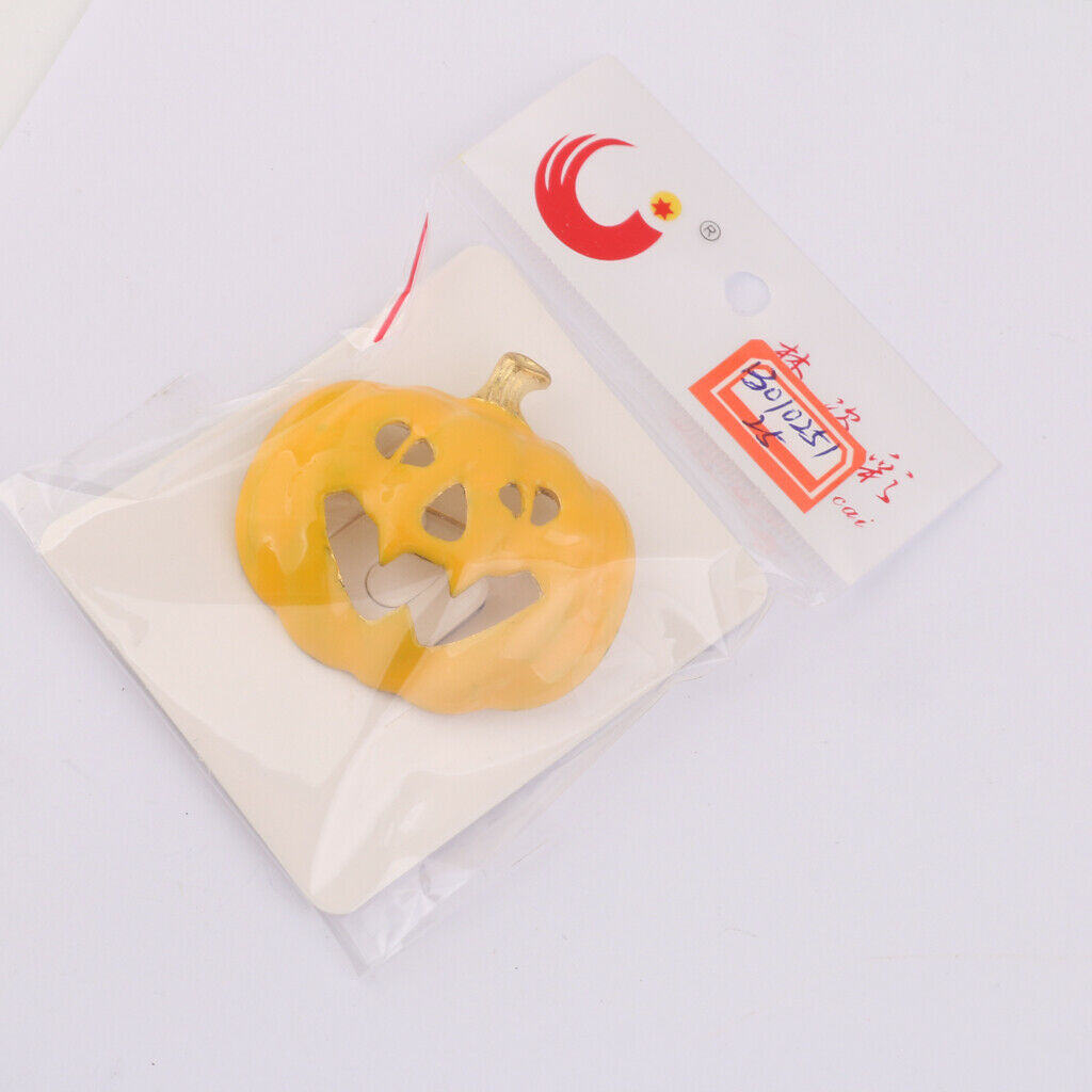 Angry Face Pumpkin Brooch Pin Decor for Halloween Party Favor Gift Yellow