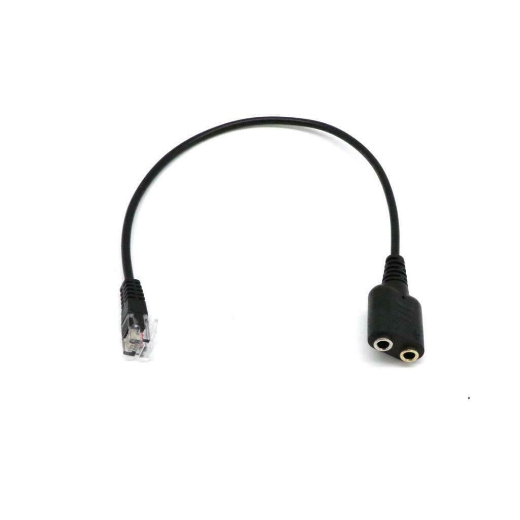Dual 3.5mm Female to RJ9 Jack Adapter Convertor Headset Telephone Use Cable