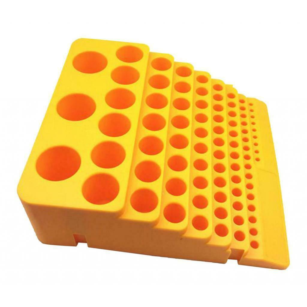 Round Yellow Plastic Drill Bit Storage Case Rotary Tool Rack Saving Space