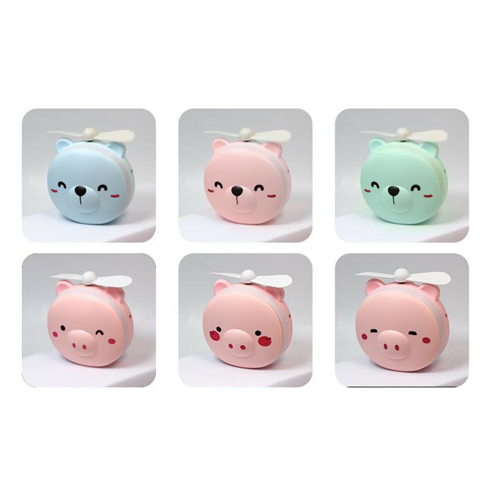 Cartoon Piggy Cosmetic Mirror Fan Light Portable General Purpose USB Indoor