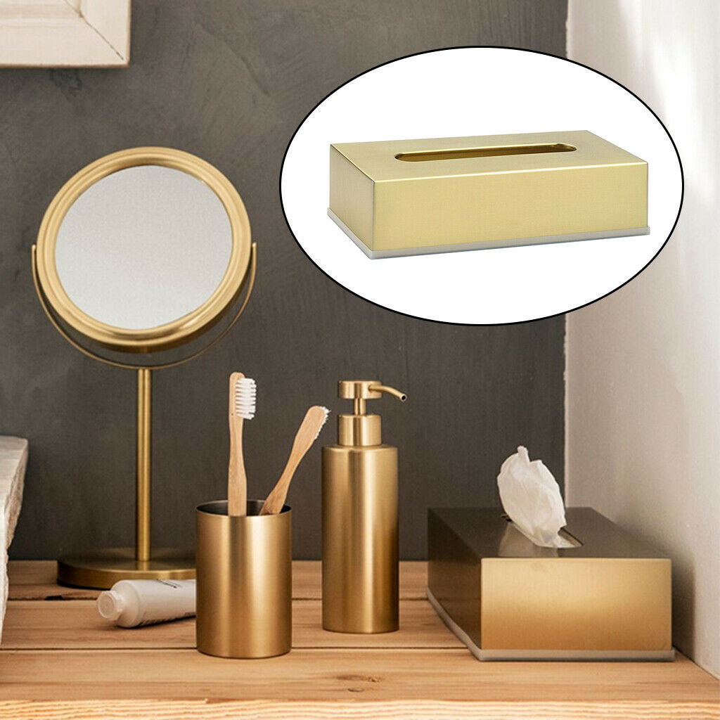 Rectangular Stainless Steel Tissue Box Stylish Paper Container Night Stand