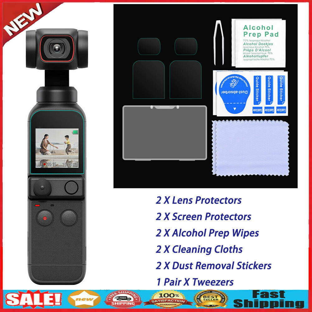 2 Sets Tempered Glass Lens Screen Protector for DJI Pocket 2 Gimbal Camera
