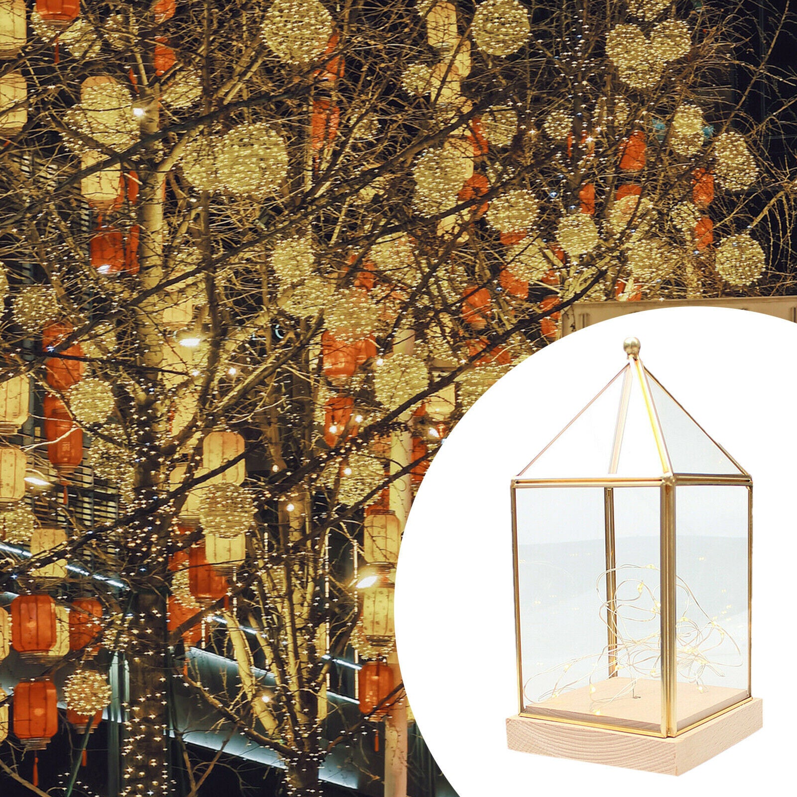 Modern Glass Wood Firefly Lights Shade Vase for Greenhouse Bar Club Decor