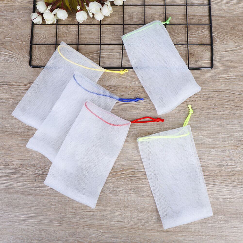 5*Soap Foaming Net Saver Bag Suds Bubbles Maker Skin Care Bath Easy Bubbl.l8