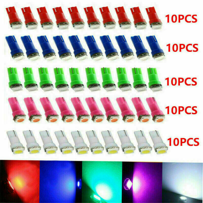 50x T5 74 2721 Wedge 1-SMD-3014 LED Speedometer Gauge Cluster Dash Lights Bulbs