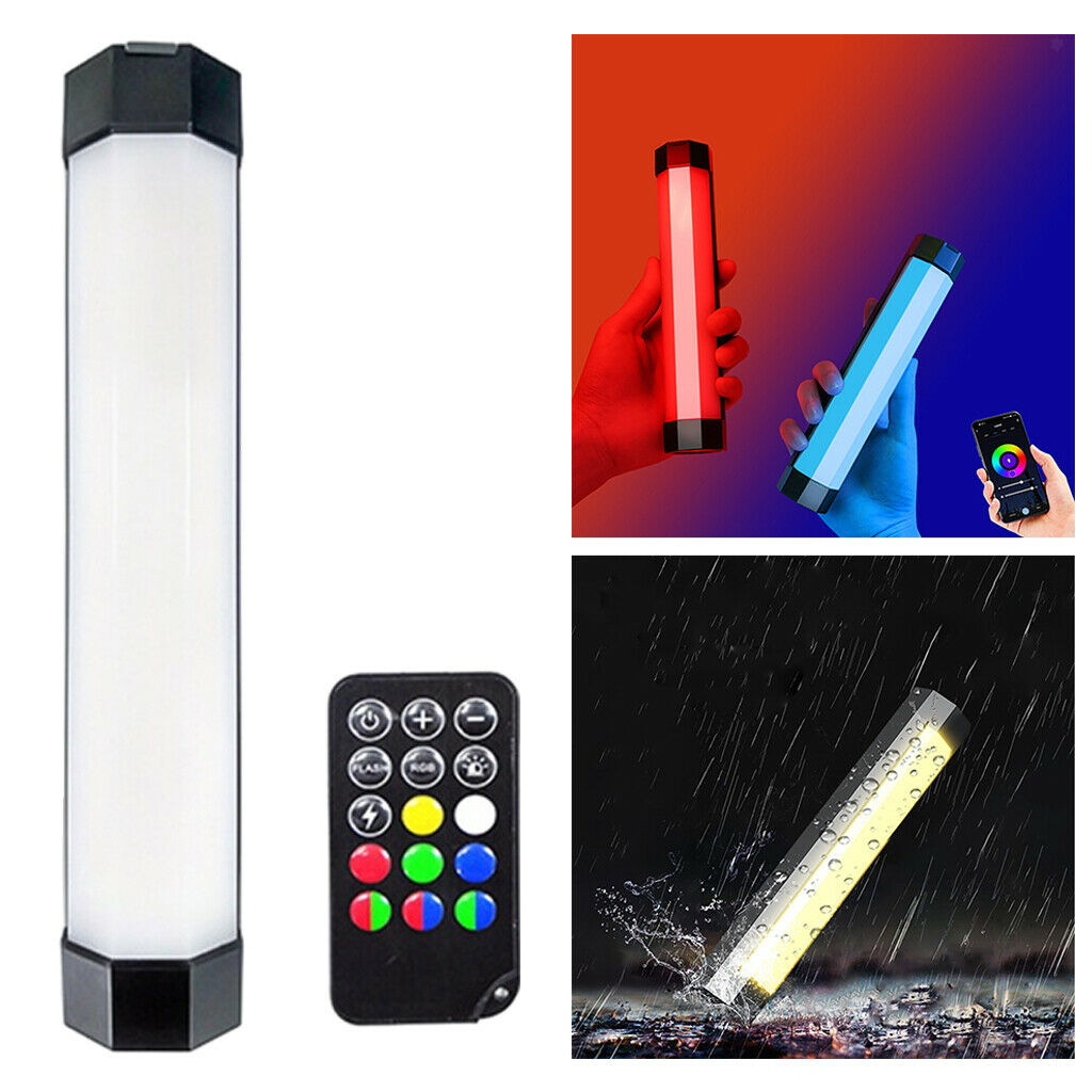 RGB LED Handheld Video Light Wand Bar Photography Rechargeable Remote Tube