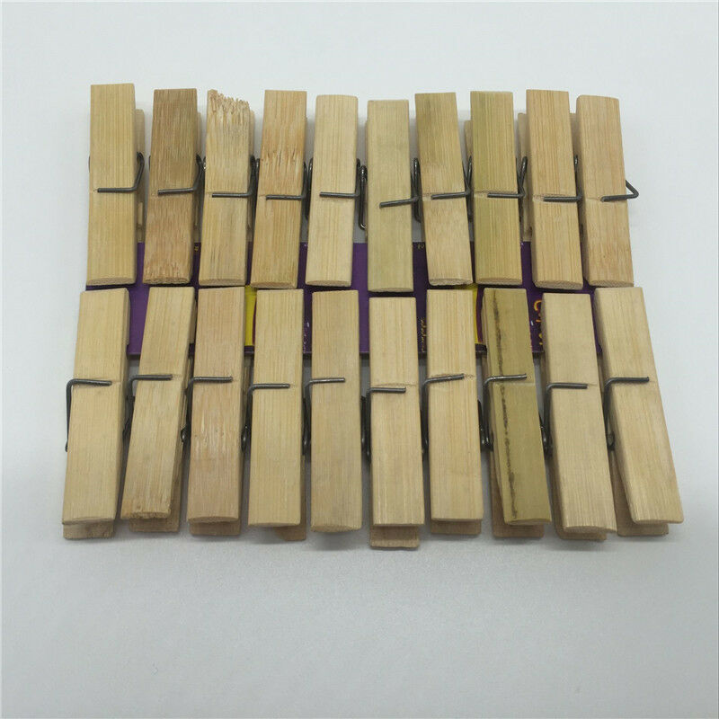 20 Pcs Bamboo Clothespins Laundry Clothes Pins Large Spring Regular Size Nice