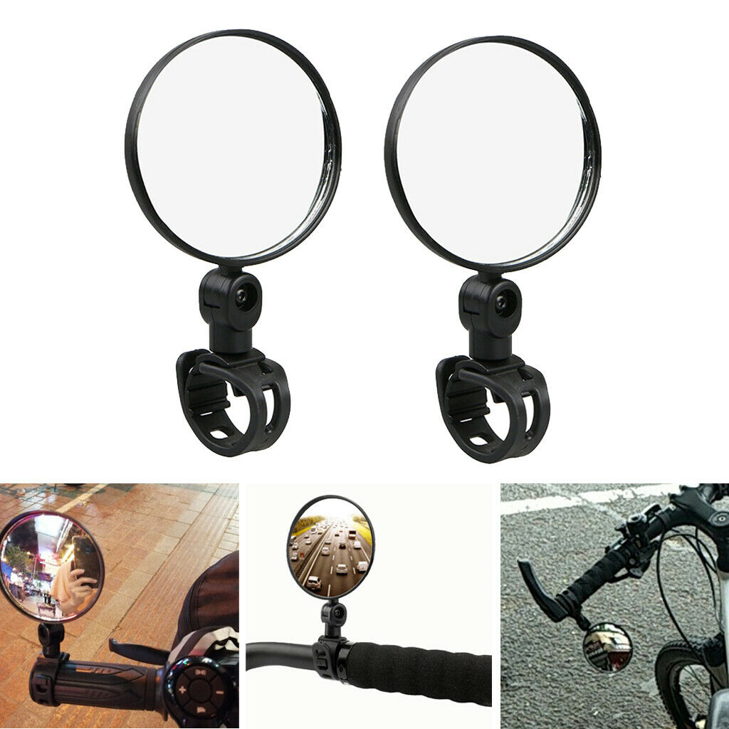 2-part flat adjustable bicycle rearview mirror. Robust handlebar