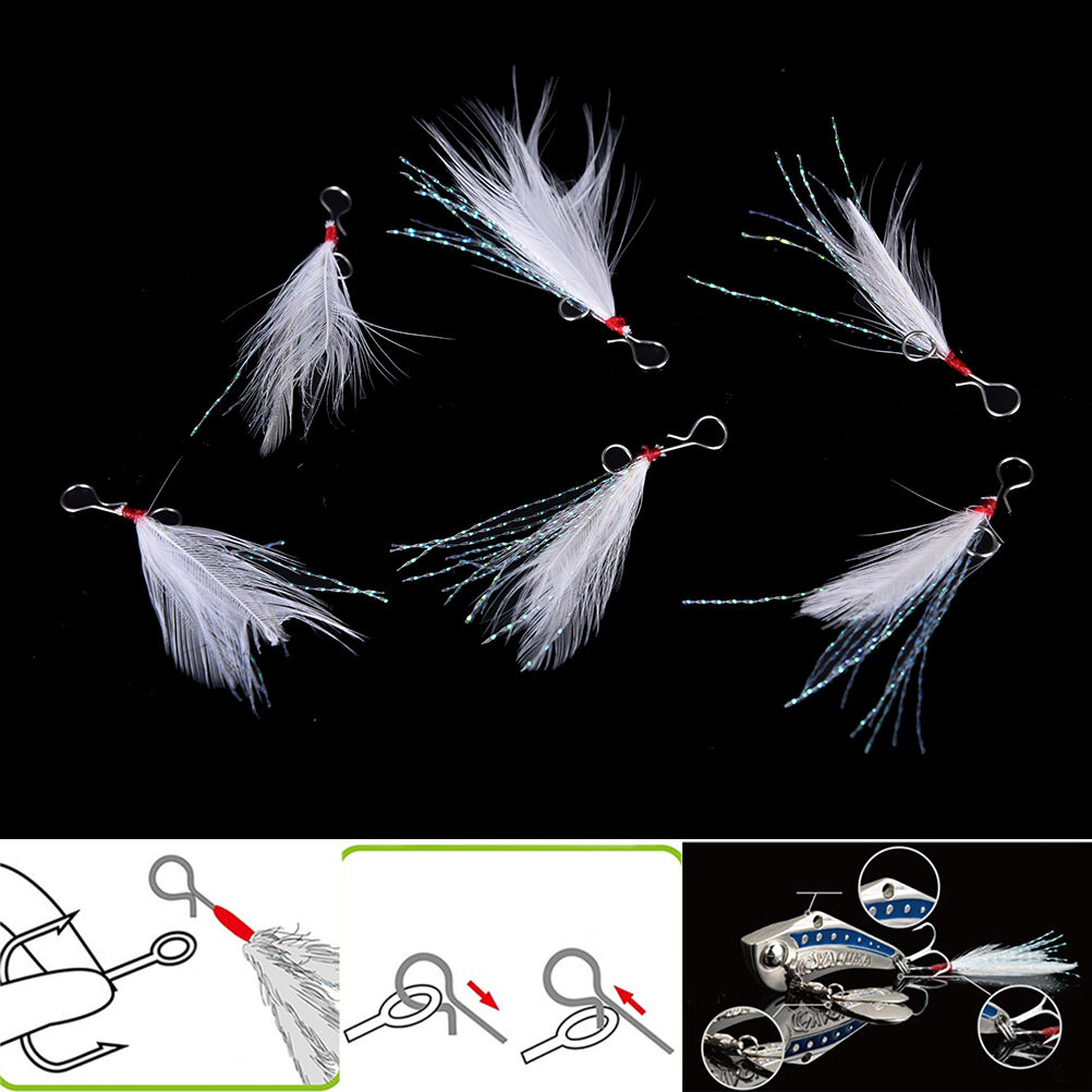 10pcs 49mm blade Lure pendant bloodstreams feather fishing lure tackle sin.l8