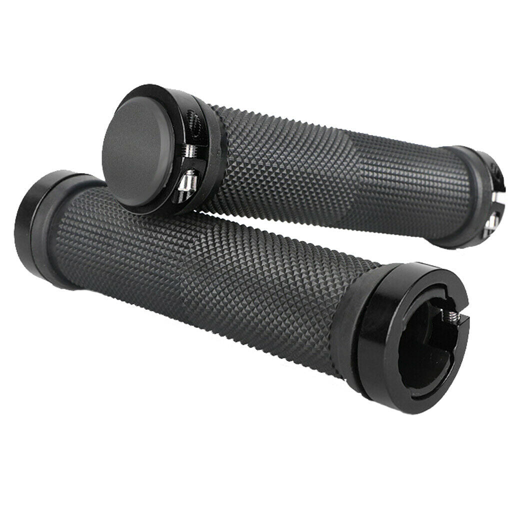 2 Pair Mountain Bike Bicycle Cycling Double Lock Handle Bar Grips Black