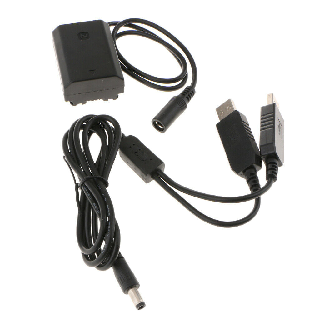 NP-FZ100 Dummy Battery DC Coupler + Dual USB Cable for Sony ILCE-9 A7RIII A7RM3