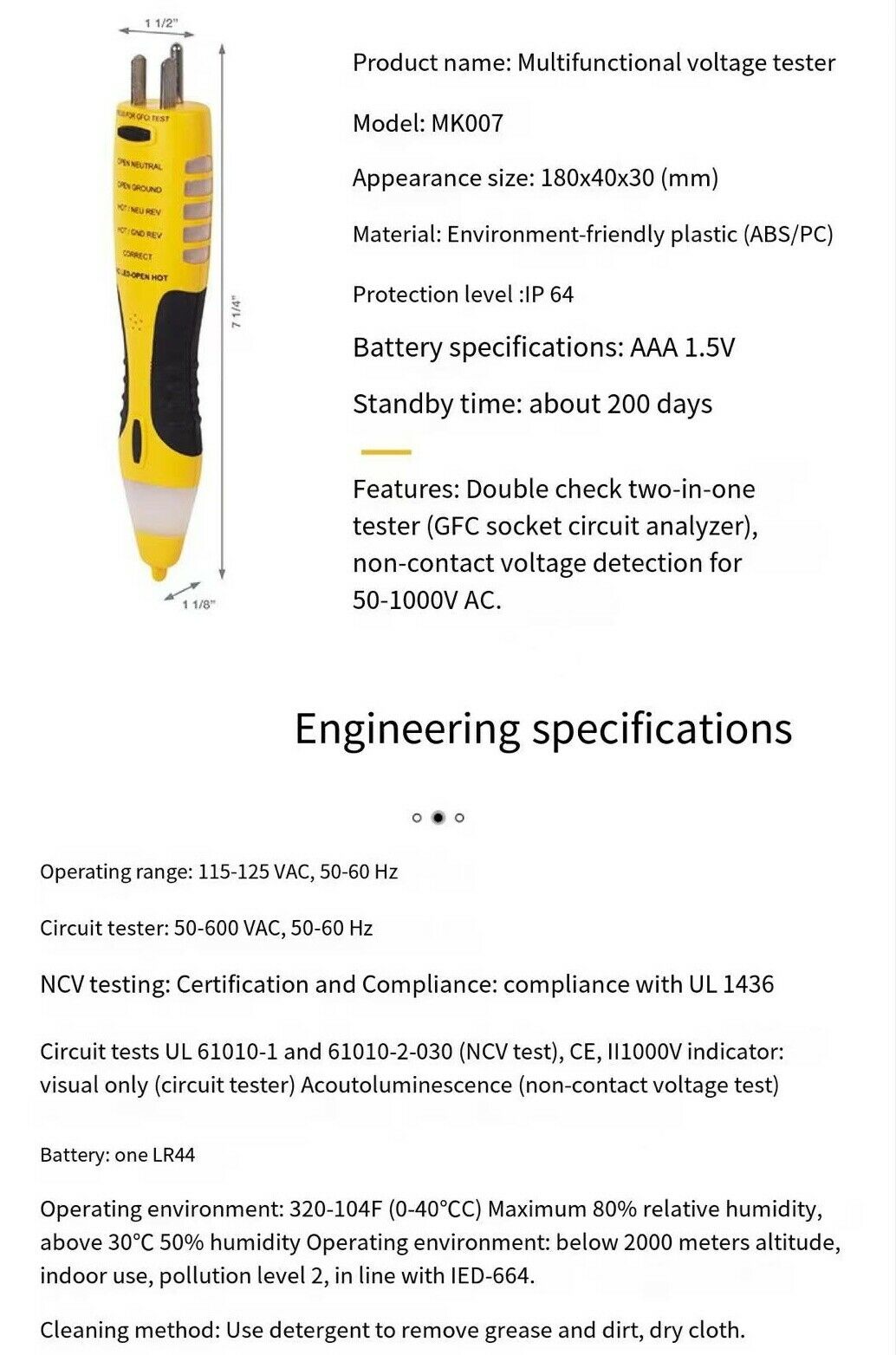 Electrician Test Pen Voltage Tester Power High Voltage Electric Multifunction