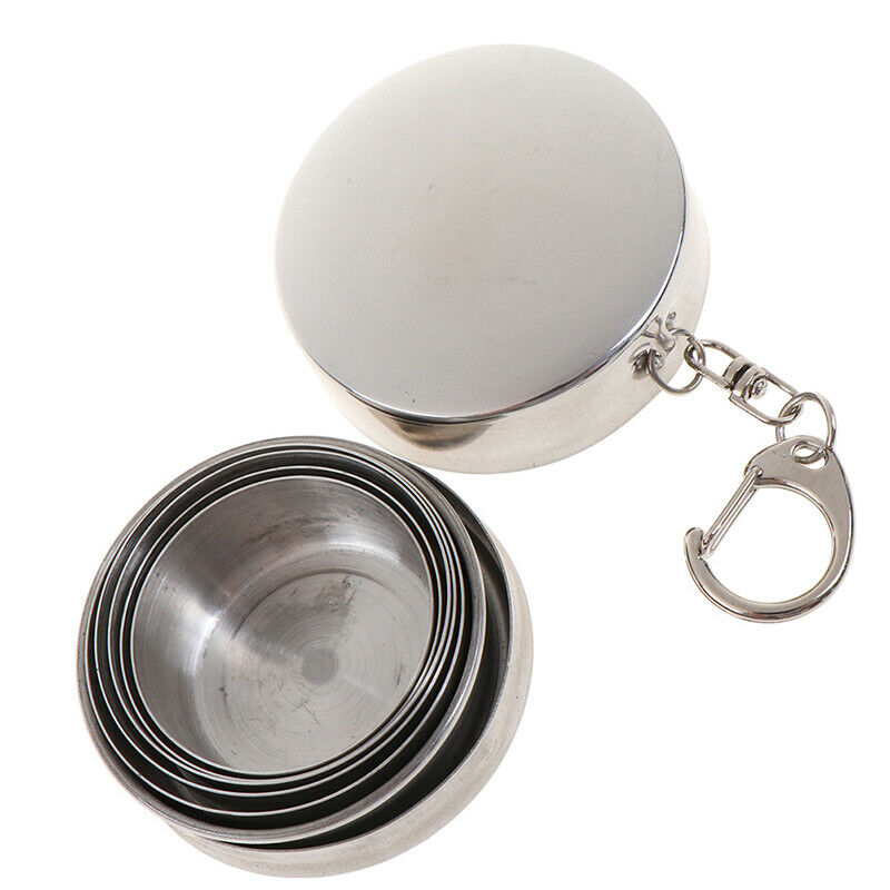 75ml Folding Cup Outdoor Travel Stainless Steel Portable Retractable Wine Cu DD