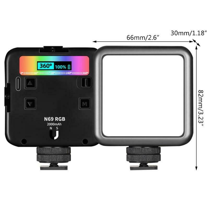 N69 Mini RGB LED Video Light Photography Lamp 360Â° Full Color Adjust, 2500-9000K