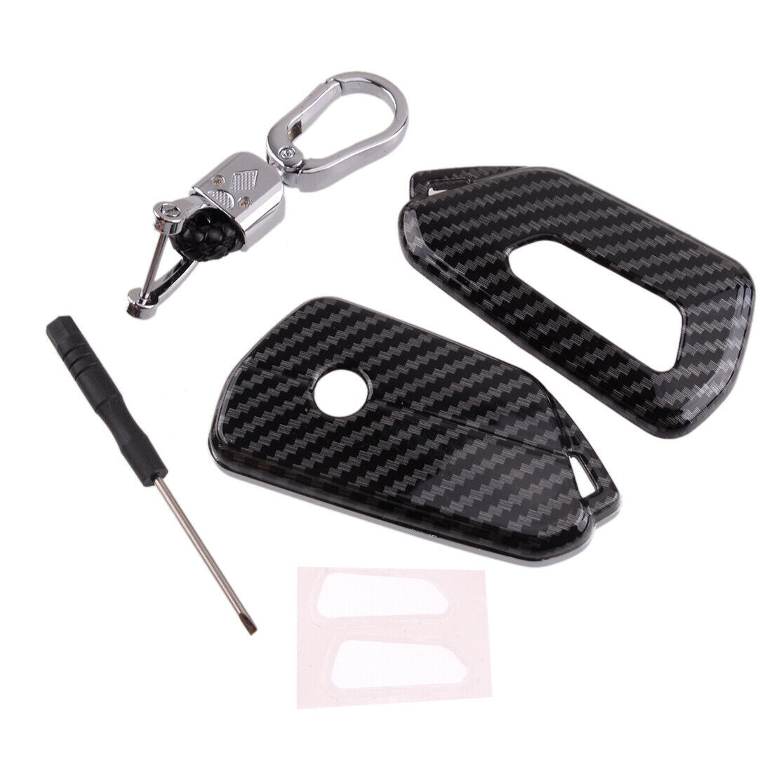 Carbon Fiber Style Key Fob Case Cover Key Chain Fit for VW Golf MK8 2020-2021
