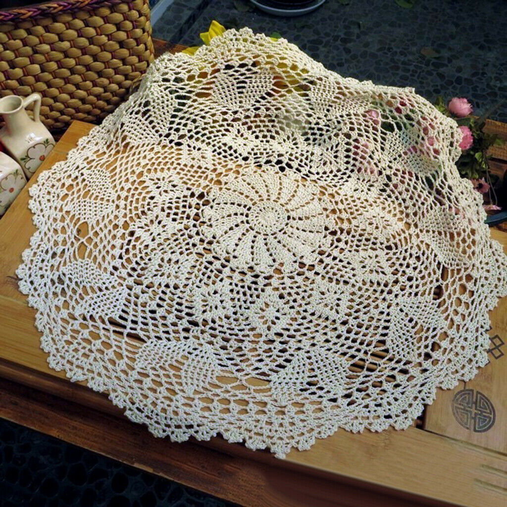 Round Handmade Crochet Sunflower Lace Tablecloth Doilies