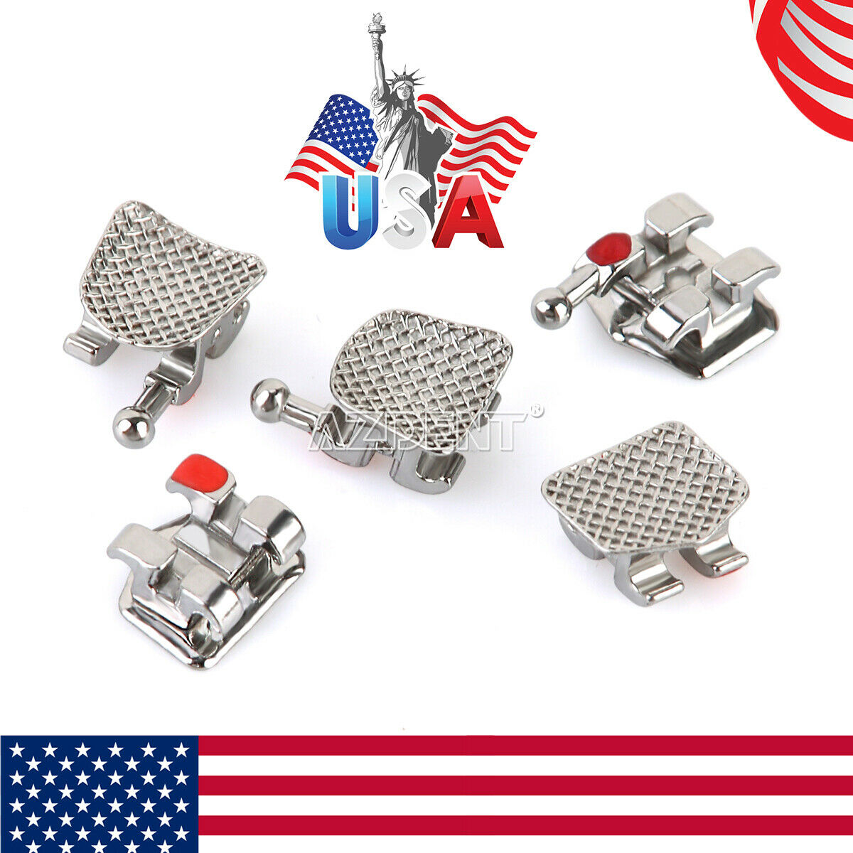 1000pcs X Dental Bracket Orthodontic Braces Mini MBT 022 Hook 3 4 5 Metal AZDENT