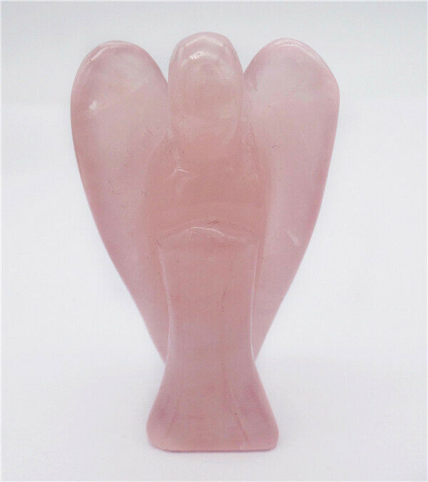 51x30x19mm Natural Rose Quartz Carved Angel Statue Healing Decoration HH8109