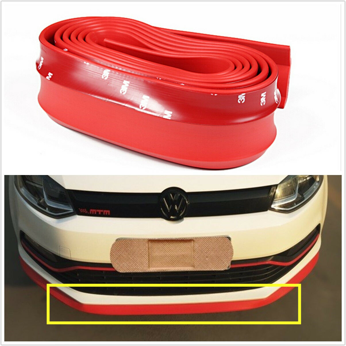 2.5m RED Car Front Bumper Spoiler Lip Kit Splitter Valance Chin Protector Kits