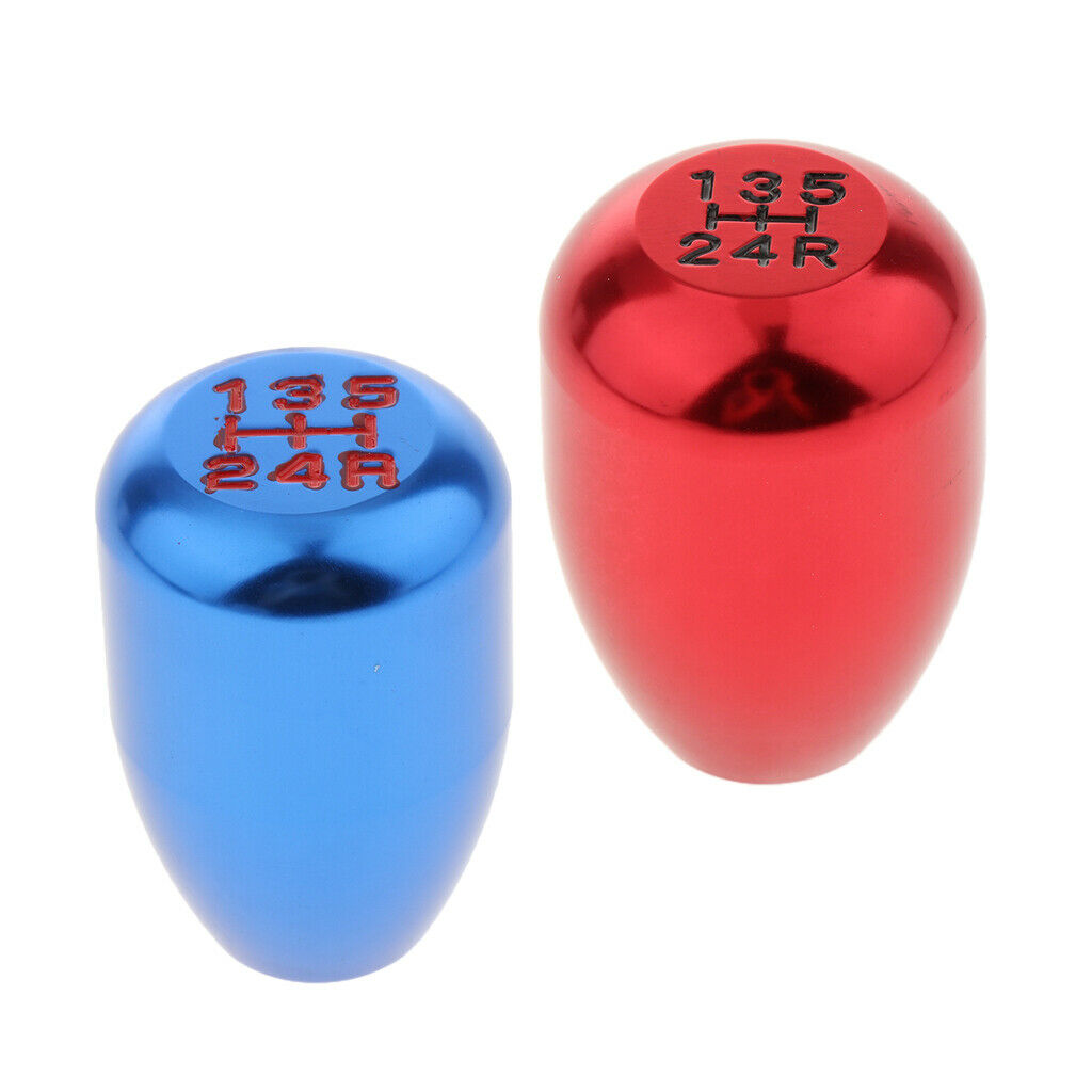 Car Aluminum Alloy 5 Speed Gear Stick Shift Knob Shifter Lever Blue&Red