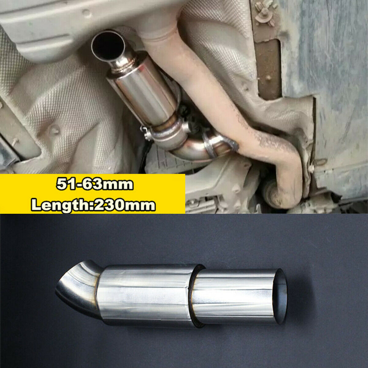 Chrome Universal 2" In/Out Exhaust Muffler / Resonator Stainless Steel Car SUV
