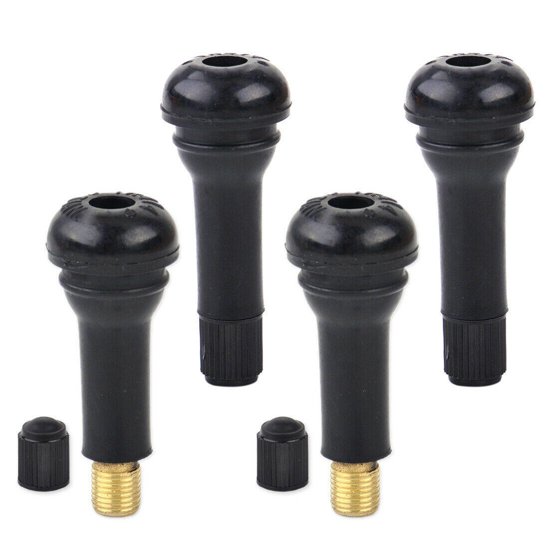 4pcs Car TR414 In Tyre Tubeless Snap Valves Rubber Wheel Stem With Dust Caps An