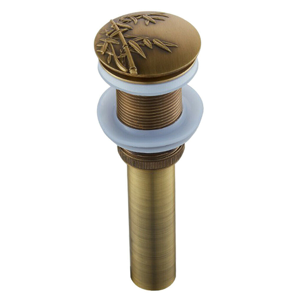 Bathroom Vessel Sink Brass Pop Up Drain without Overflow 3.2cm Bamboo