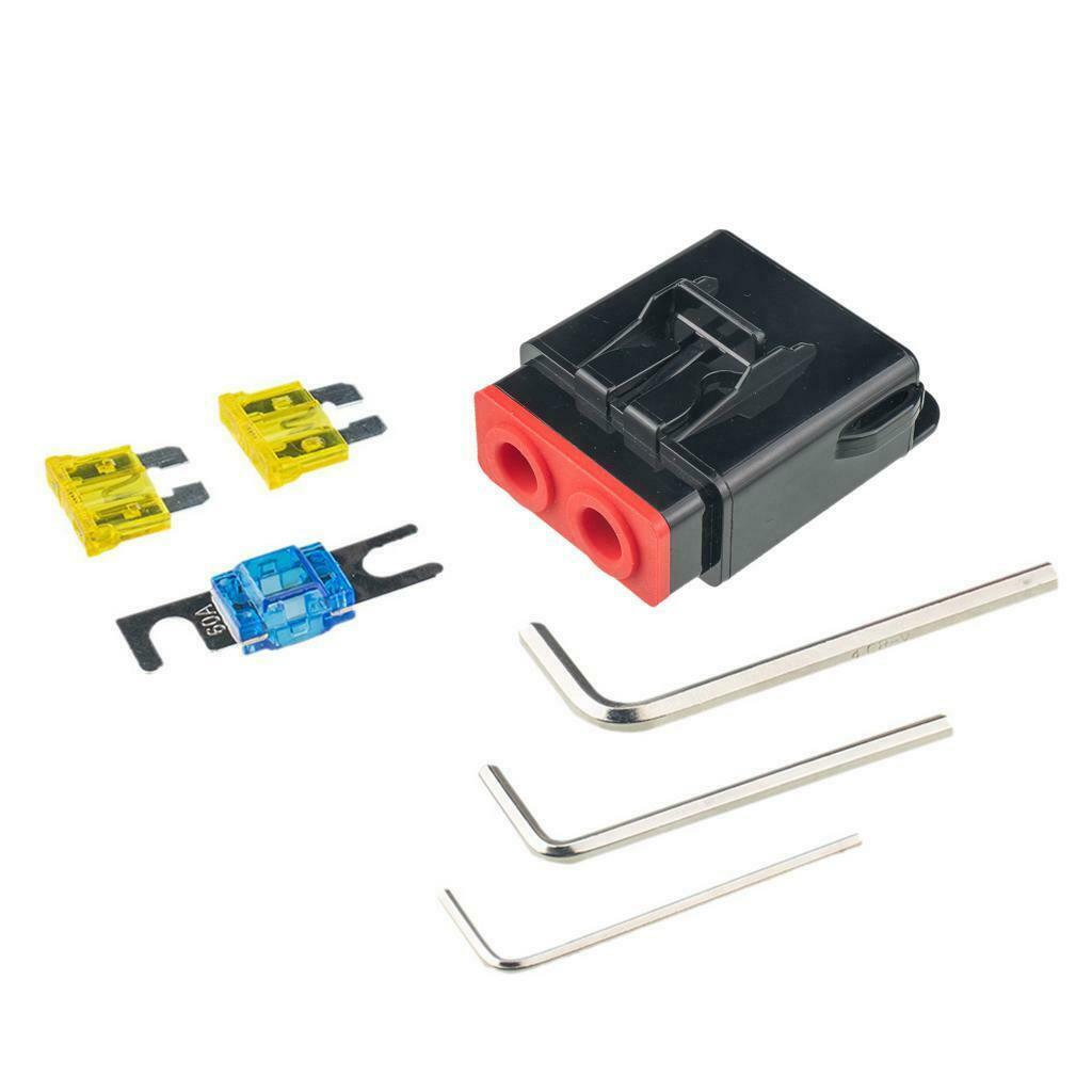 Car Dual Use AFS 60A+ATC 20A 4GA Fuse Holder + M4 M6 M8 Wrenches Black +Red