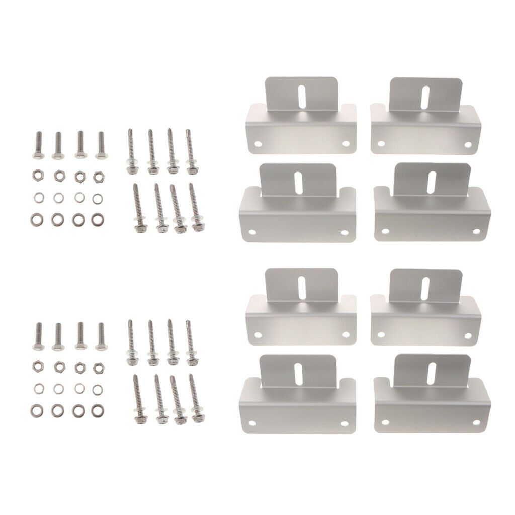 8 x Aluminum RV Boat Roof Solar Panel Mounting Z Type Brackets with 12 Bolts