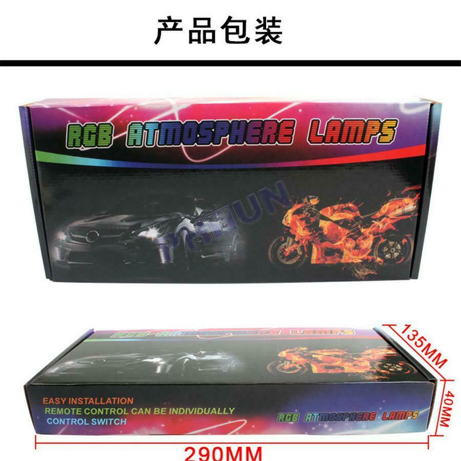 12x LED RGB Neon Under Glow Strip Light Kit Ambient Light For Motorcycle ATV