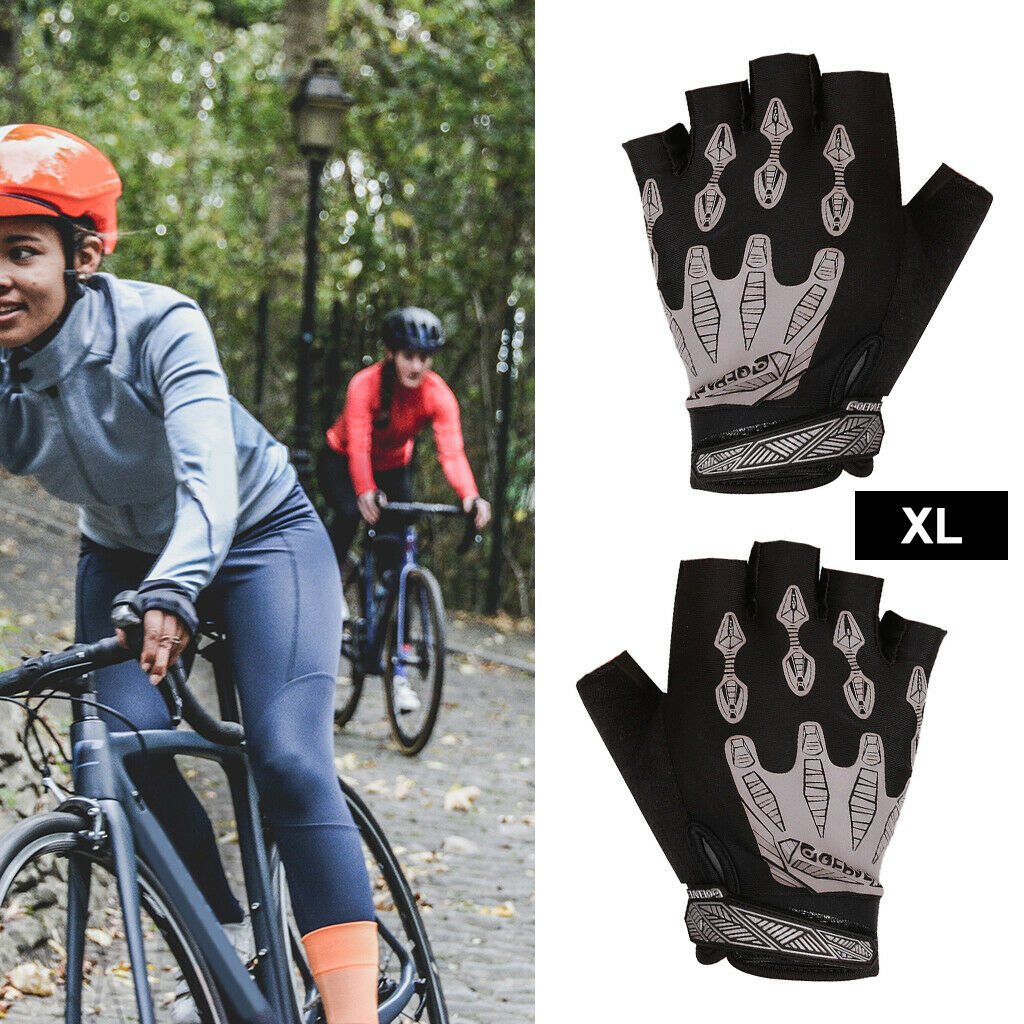 Cycling Gloves Half Finger Bicycle Damping Fingerless Sports Gray XL