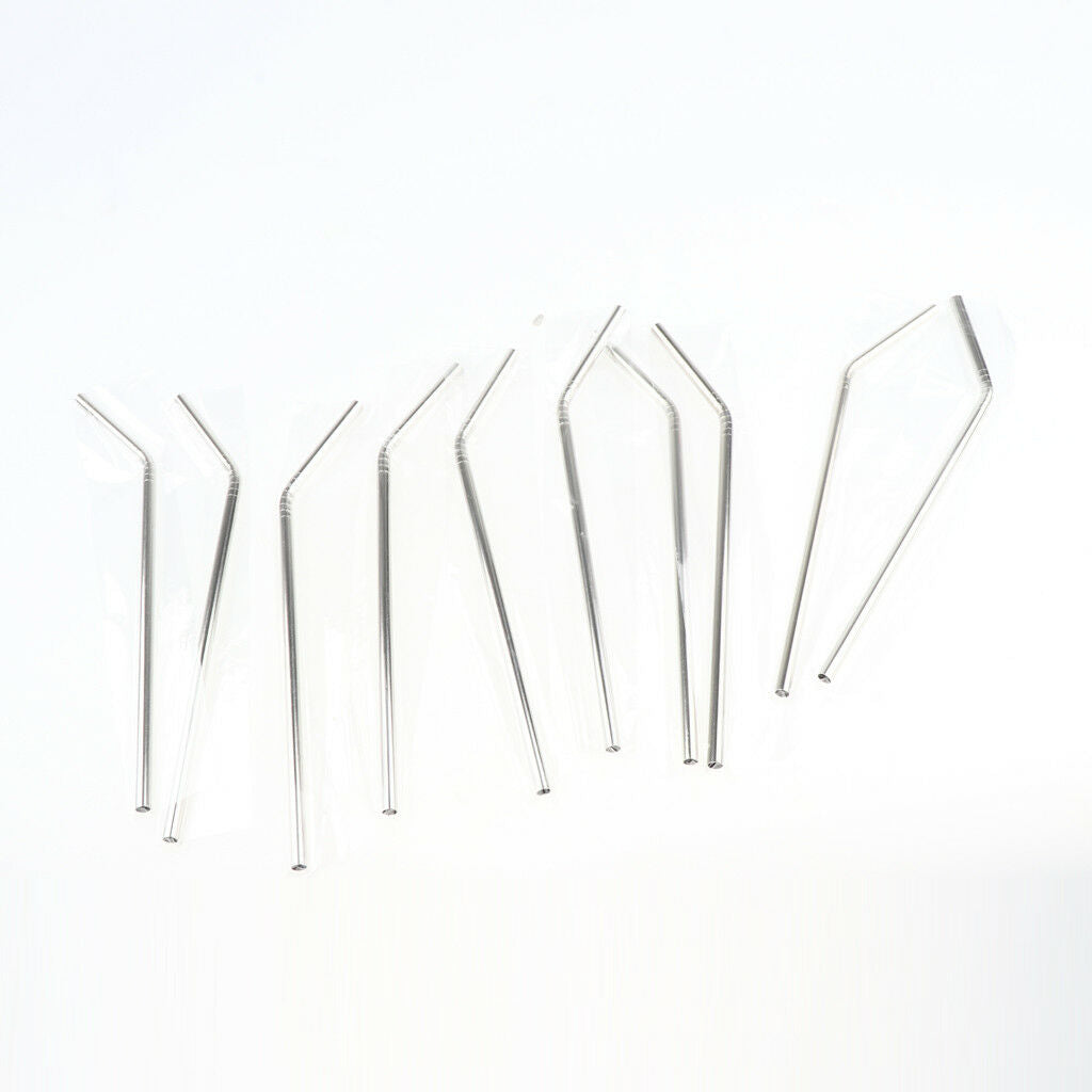 10 Pieces Reusable Metal Drinking Straws / Stainless Steel Straw - Curved