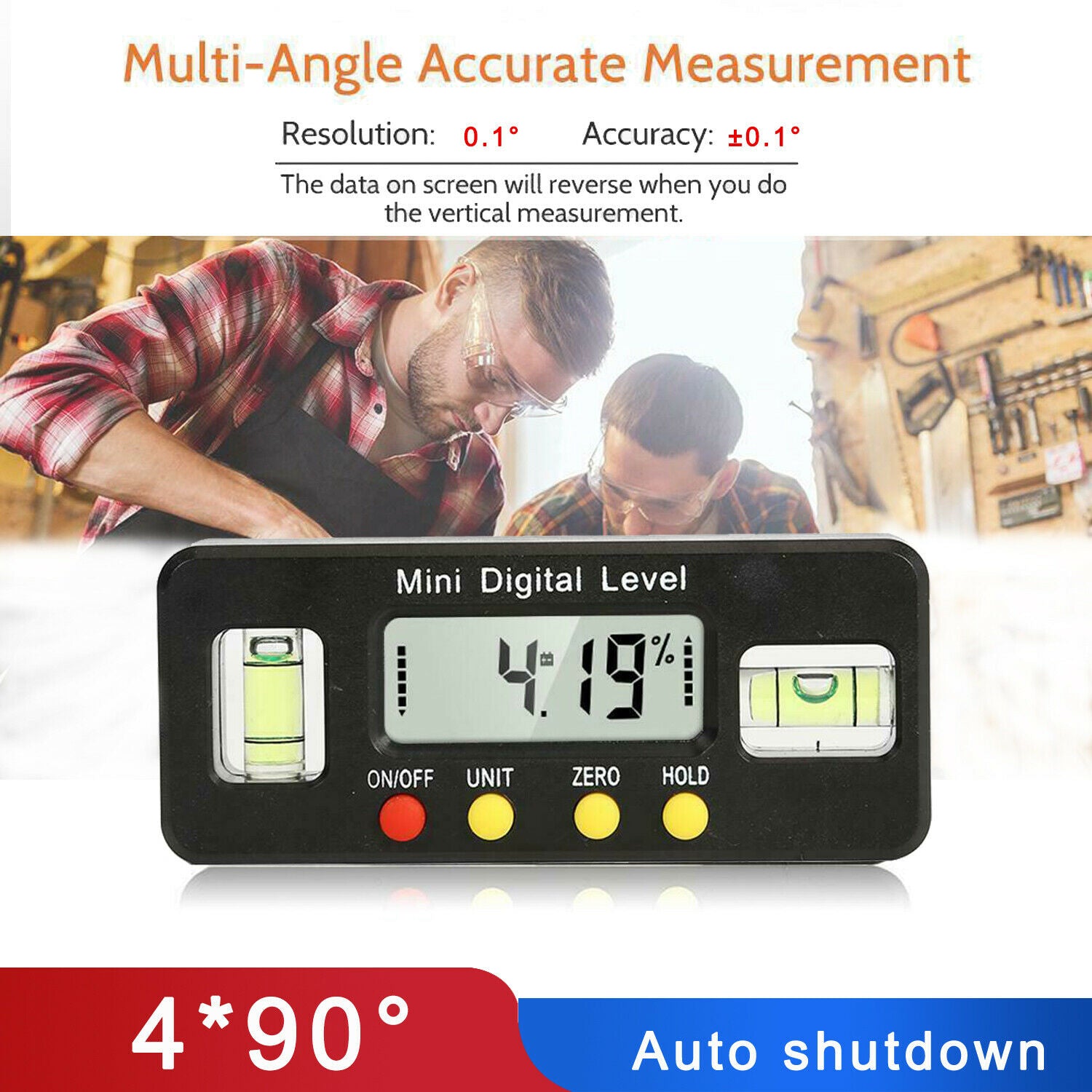 4*90° Digital Inclinometer Level Box Protractor Angle Finder Bevel Gauge Magnet