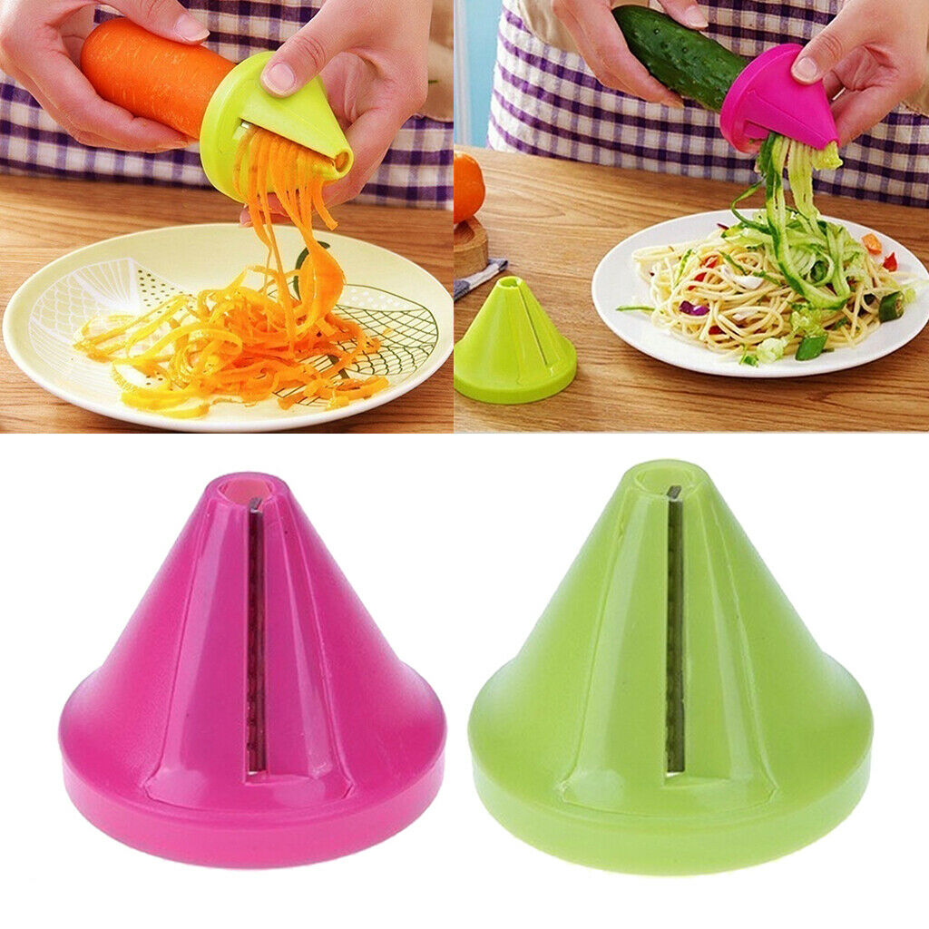 2x Safe Multi-purpose Manual Mini Veggie & Food Spiral Cutter Garlic Slicer