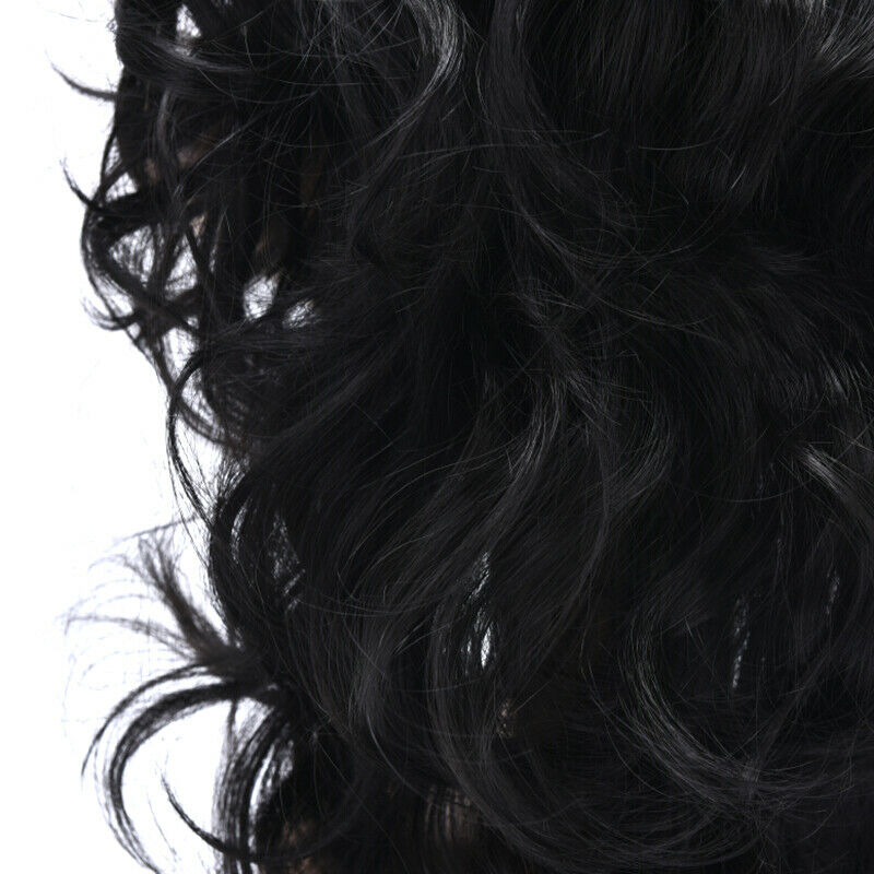 Women Girls Black Natural Long Wavy Wig Brazilian Hair African Curly Wavy  WDD