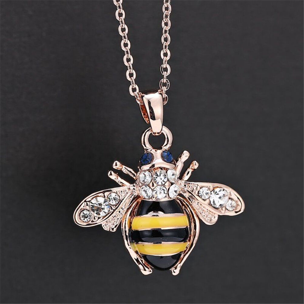 New hic Cute Women Ladies Honey Bumblebee Bee Crystal Pendant Chain Neckl.l8
