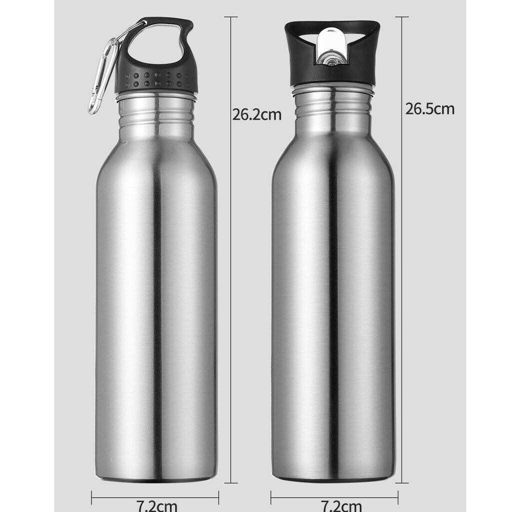 2 lot 750ml Sports Water Bottle Wide-mouth Flask Gym Cold Water Bottles
