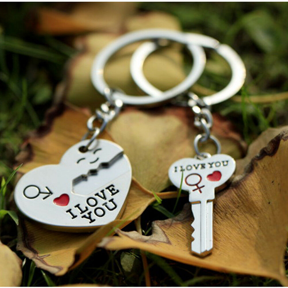 1 set Creative crush you piercing heart couple key ring for weeding gift.l8