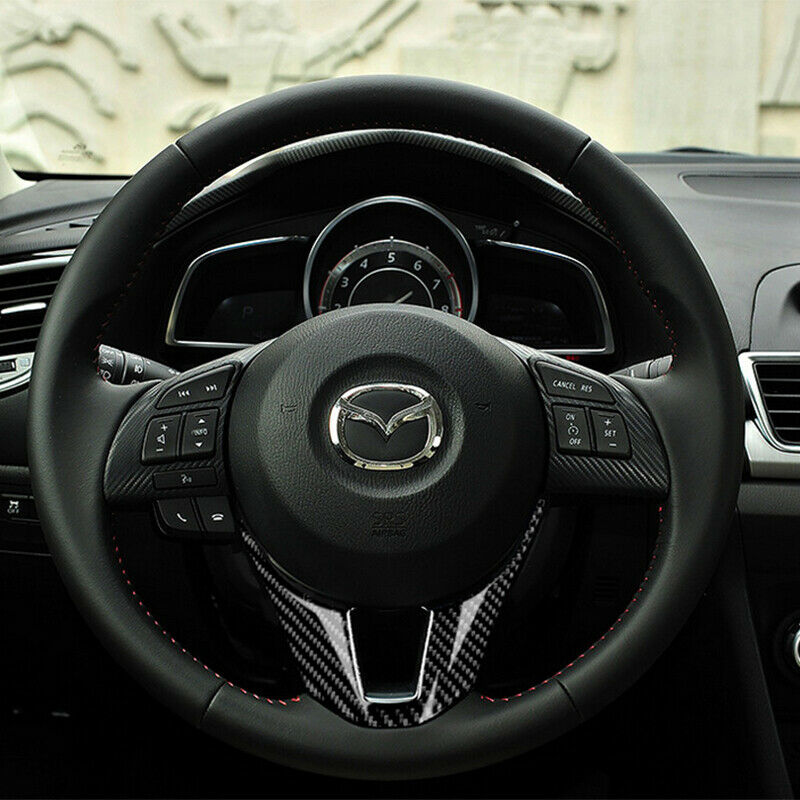 For Mazda 3 Axela 2014-2016 Carbon Fiber Style Interior Steering Wheel Cover Cap