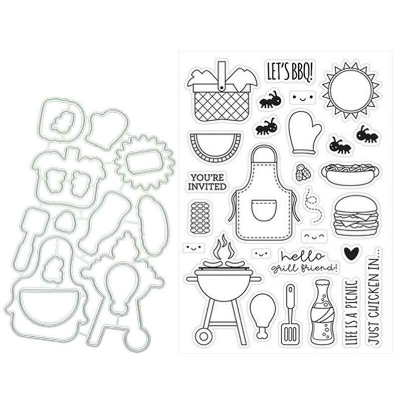 Barbecue Cutting Dies Clear Stamp for DIY Scrapbooking Paper Cards Embossing