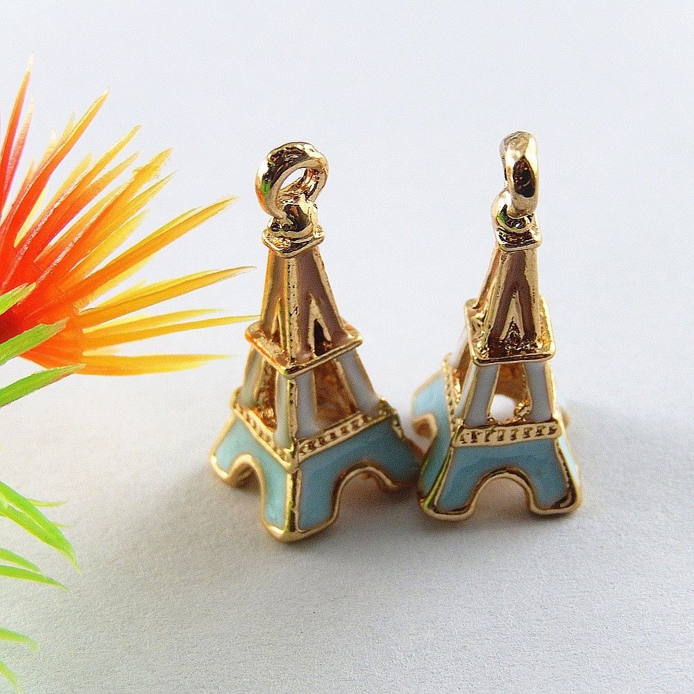 5PCS nice Colorful Alloy Small Eiffel Tower Necklace Pendant Charms