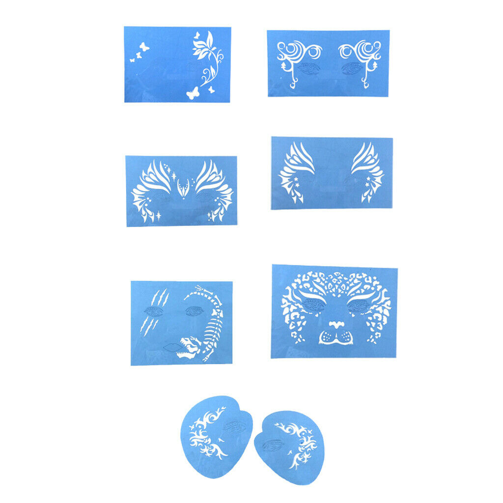 Prettyia 7x Plastic Body Face Paint Stencil Reusable for Stage Party Makeup
