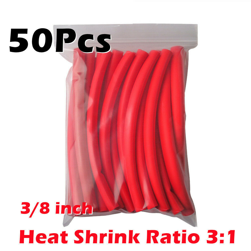 50Pcs Red Marine Heat Shrink Tubing 3:1 Wire Cable Sleeving Adhesive Lined 3/8"