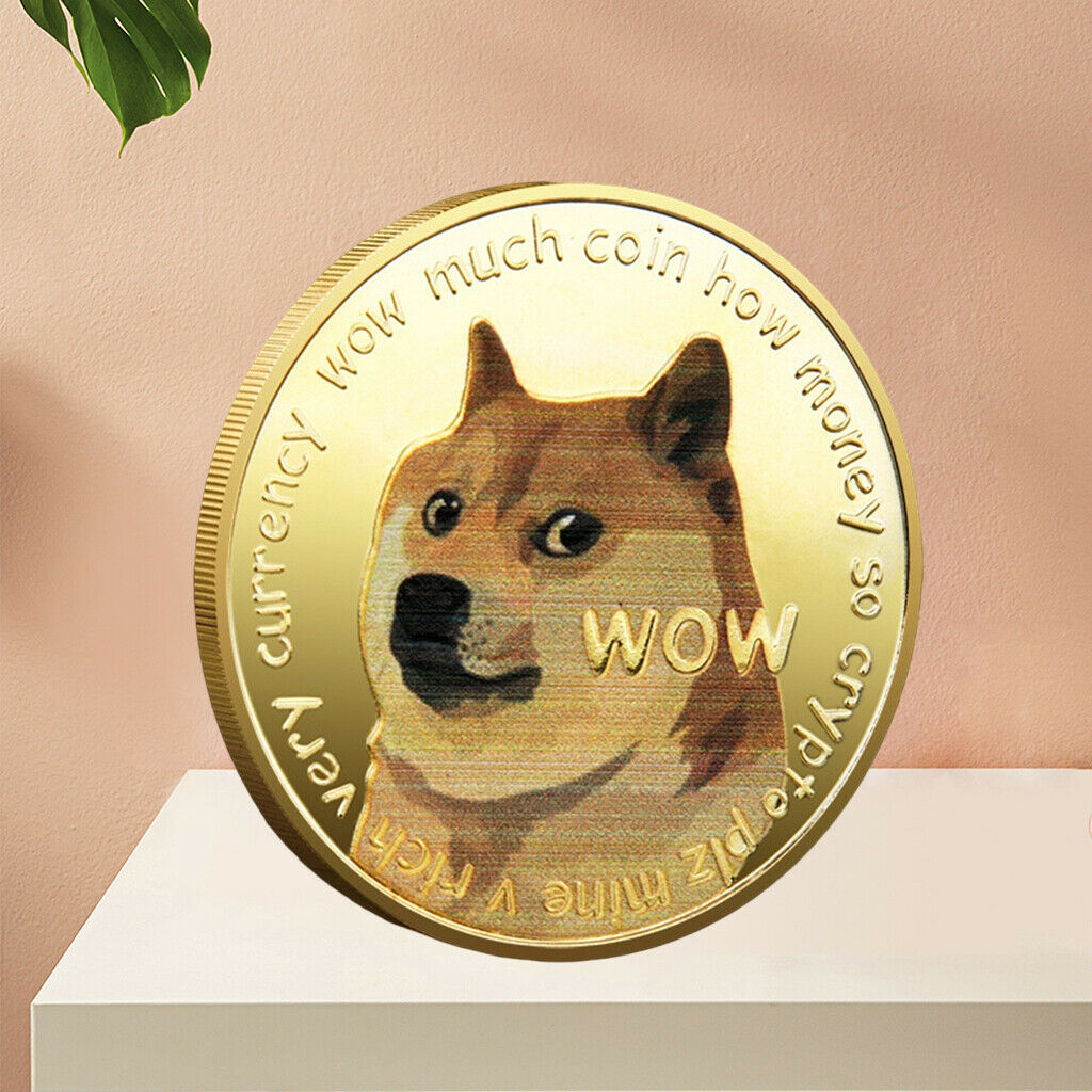 5x Adults Decor Golden Dog Commemorative Coins Dogecoin Souvenir Display