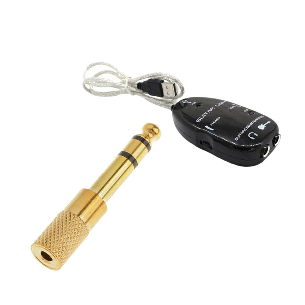 Guitar USB Interface Cable Connector with 6.5mm Male to 3.5mm Female Stereo