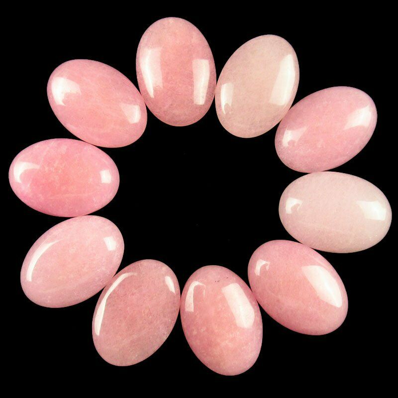 8Pcs 40g A+ Pink Jade Oval 25x18x6mm Cab Cabochon A-232JM