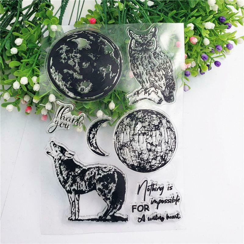 Owl Wolf Moon Silicone Clear Stamp DIY Scrapbooking Photo Album Decor