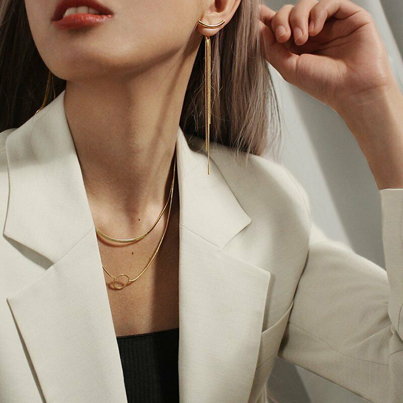 Women Ear Stud Gifts Earrings Drop Dangle Jewelry Chain Long Tassel Fashion