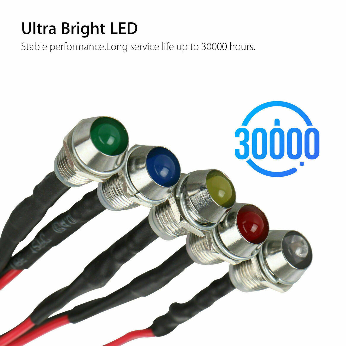10Pcs 8mm 12V LED Indicator Light Lamp Bulb Pilot Dash Panel Car Truck Boat UK