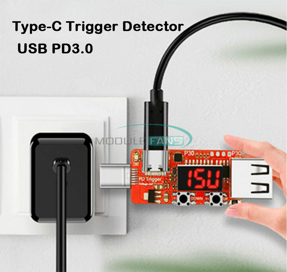 Digital PD3.0 Type-C USB Fast Charge Display Voltmeter Ammeter Trigger Detector